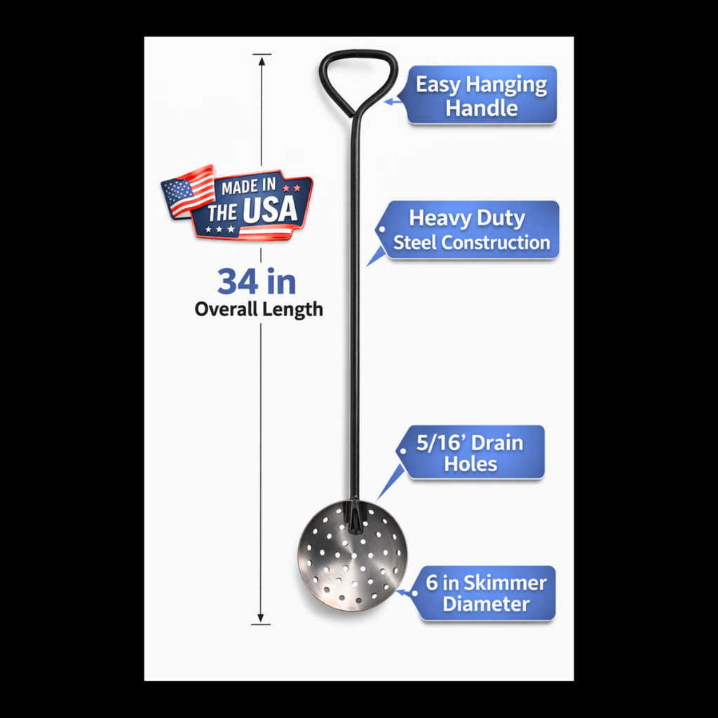 6" Stainless Steel Casting Skimmer Ladle – 28" Heavy Duty Handle – Dross Removal Tool for Bullet Casting, Lead Melting & Metal Casting – Made in USA